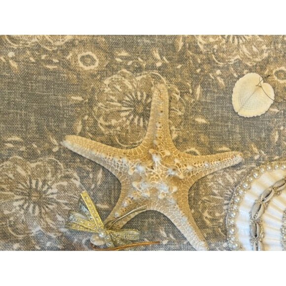 Set of 5 Handmade Coastal Shell Decor Starfish Pearls Natural Shells Christmas - Picture 3 of 4